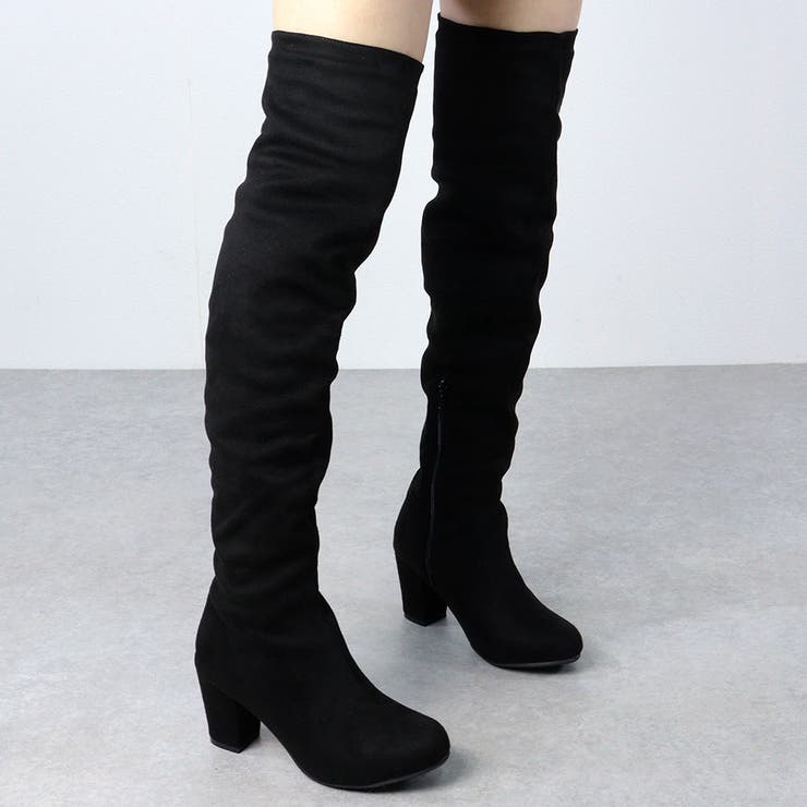 7cmチャンキーヒール ニーハイブーツ ☆9038[品番：SFWS0000276
