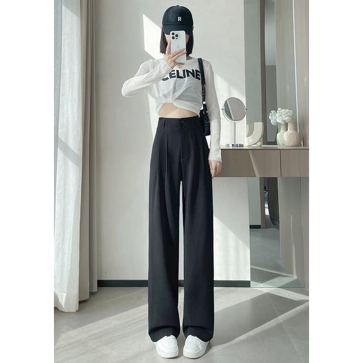 速乾涼感 ツータックスラックス ワイドパンツ[品番：JX000003737