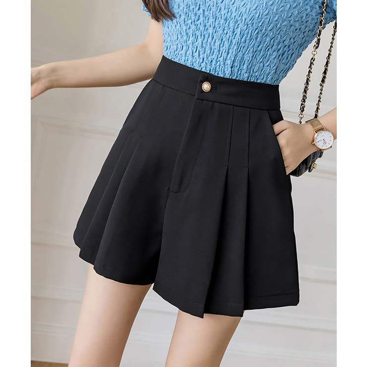 プリーツキュロットパンツレディース 韓国 無地[品番：NELW0001558