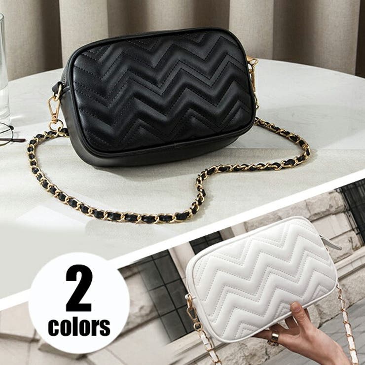 ラインキルティングチェーンバッグ（ゴールド金具） PUレザー