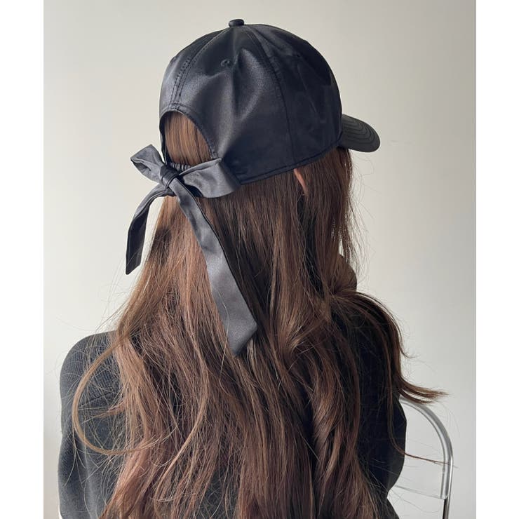 バックリボン サテン オーバーフィット ベースボールキャップ[品番