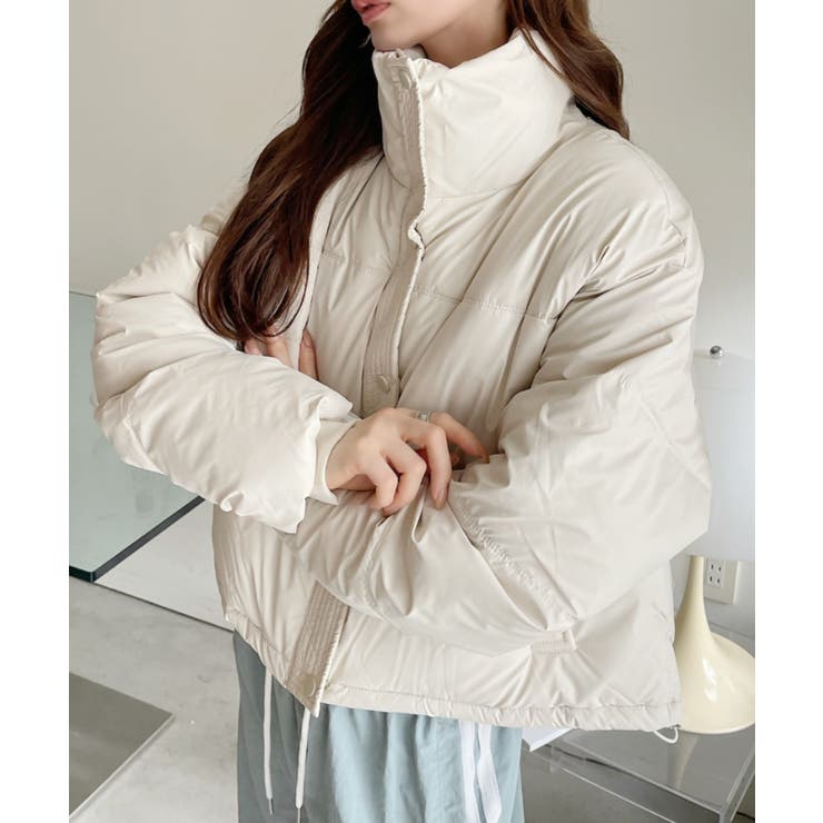 レザーライク 中綿 ショート ダウンジャケット[品番：ORGW0009221