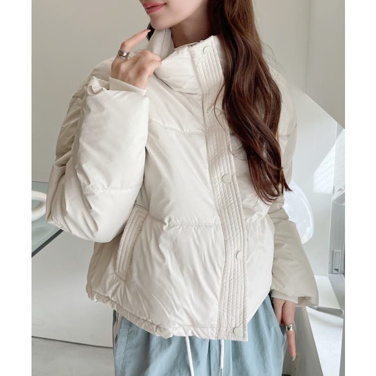 レザーライク 中綿 ショート ダウンジャケット[品番：ORGW0009221