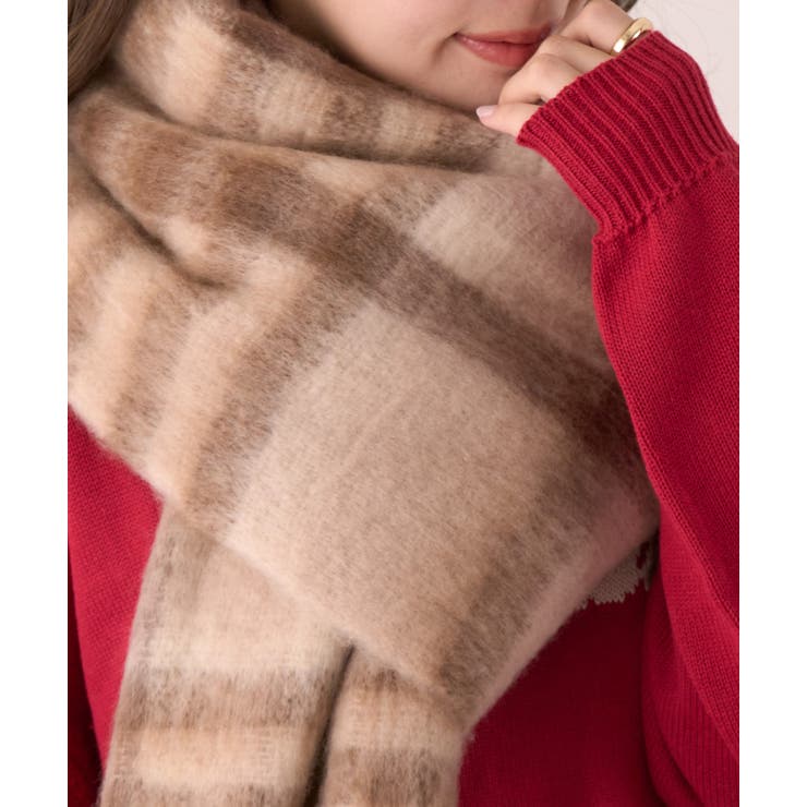 チェック柄 大判 ボリューム マフラー ブロックチェック マドラス