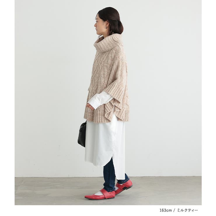 n'OrLABELモヘヤケーブルニットポンチョ [品番：MITW0014750