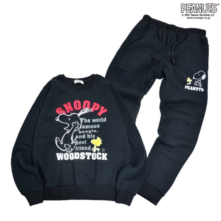 スヌーピー ルームウェア セットアップ パジャマ 裏起毛 スウェット