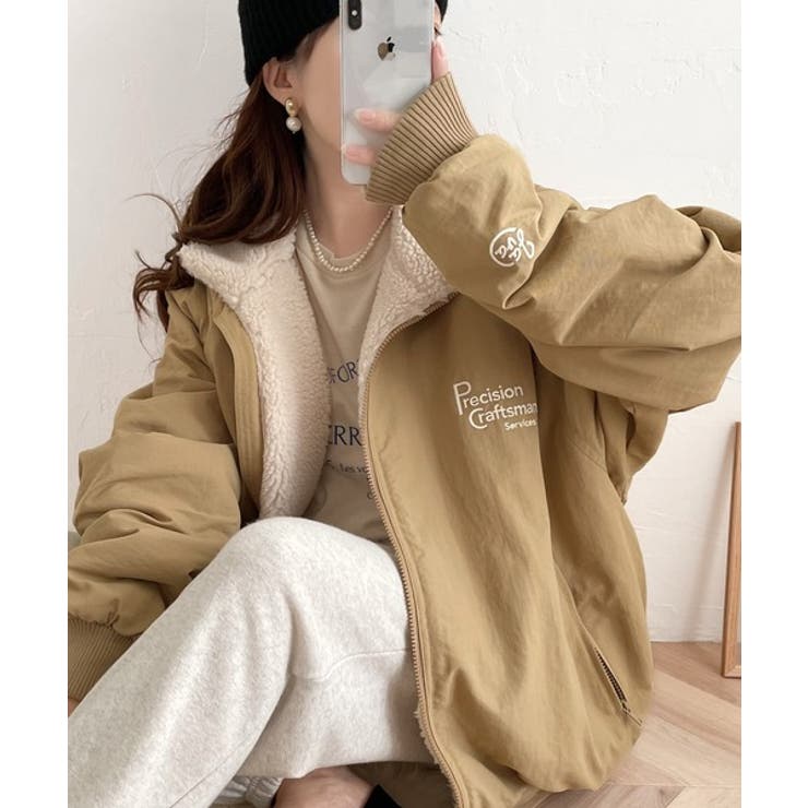 JAVAジャバ 別注》ダブルジップでオシャレ見え。胸刺繍ナイロンボア