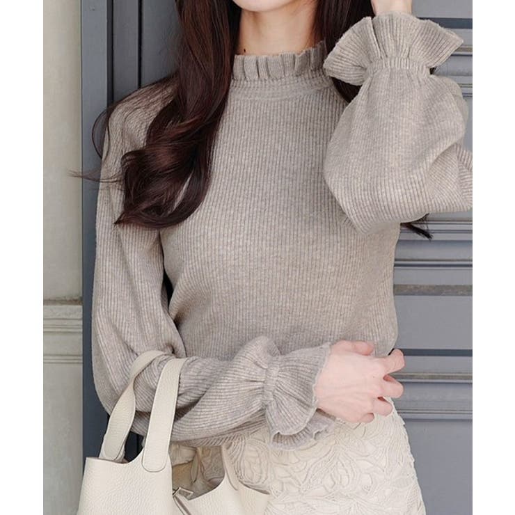 mily bilet】上品さ漂う大人フェミニン。衿フリルキャンディースリーブ