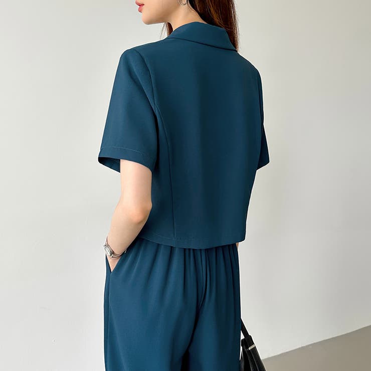 セットアップ夏 ショートジャケット ワイドパンツ[品番：COCW0004799