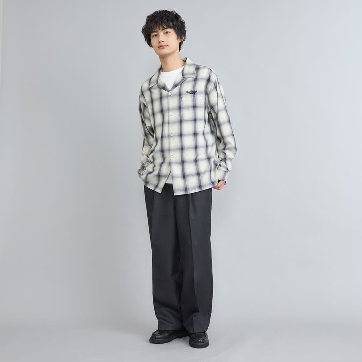 TOWNCRAFT（タウンクラフト）別注オンブレチェックオープンカラー
