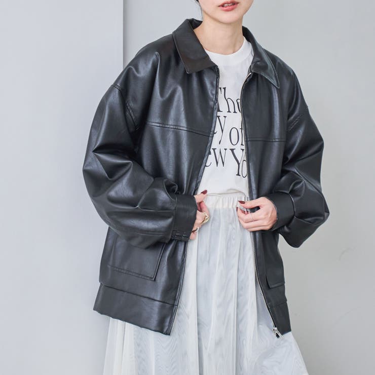 レザーライクビッグジャケット[品番：COEW0005125]｜coen【women