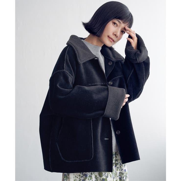 ボアコーデュロイリバーシブル襟付きジャケット[品番：IKAW0019526