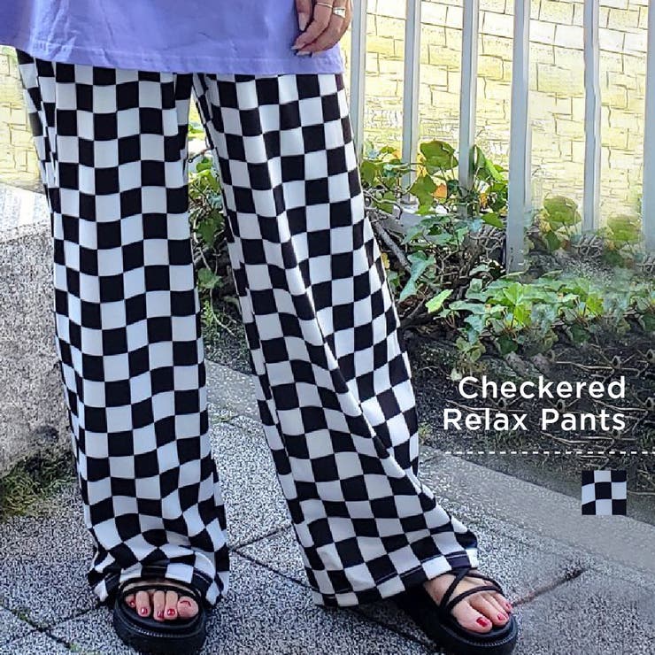 チェッカー柄リラックスパンツ[品番：IKAW0009075]｜Candy Beans