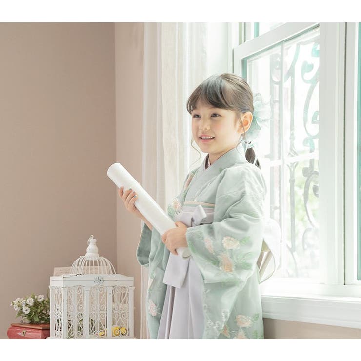 卒業式袴 花柄刺繍チュールレース袴セット 和装 おしゃれ 女の子 卒園