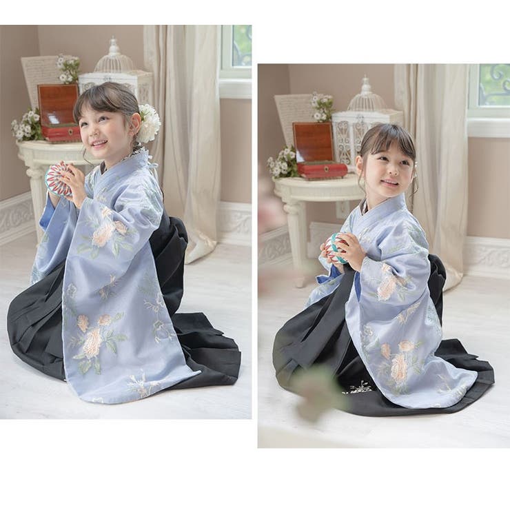 卒業式袴 花柄刺繍チュールレース袴セット 和装 おしゃれ 女の子 卒園