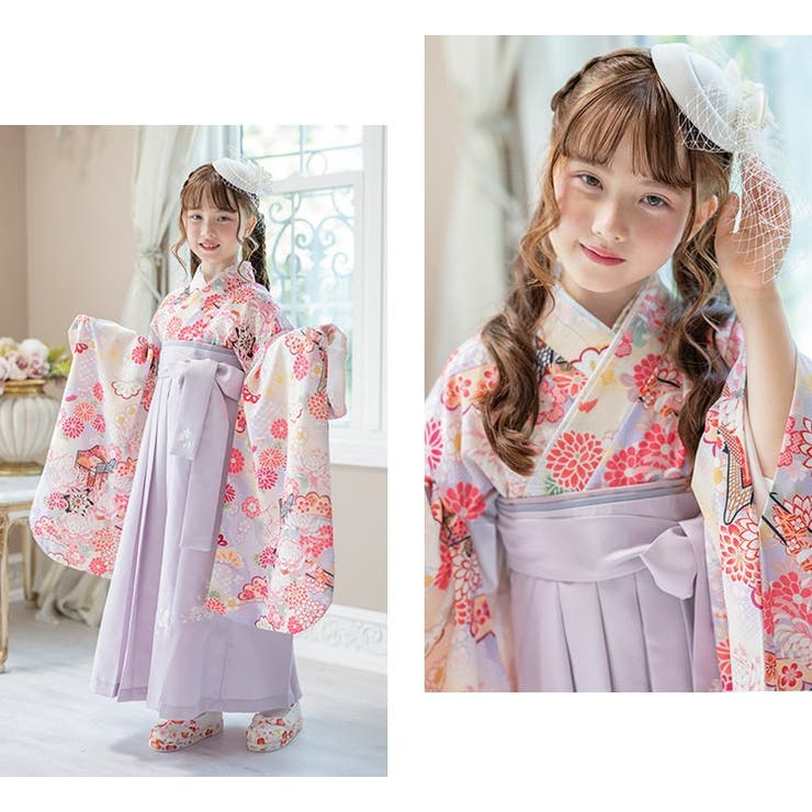 袴一体型オールインワン 脇ファスナー袴ワンピース 小学生[品番