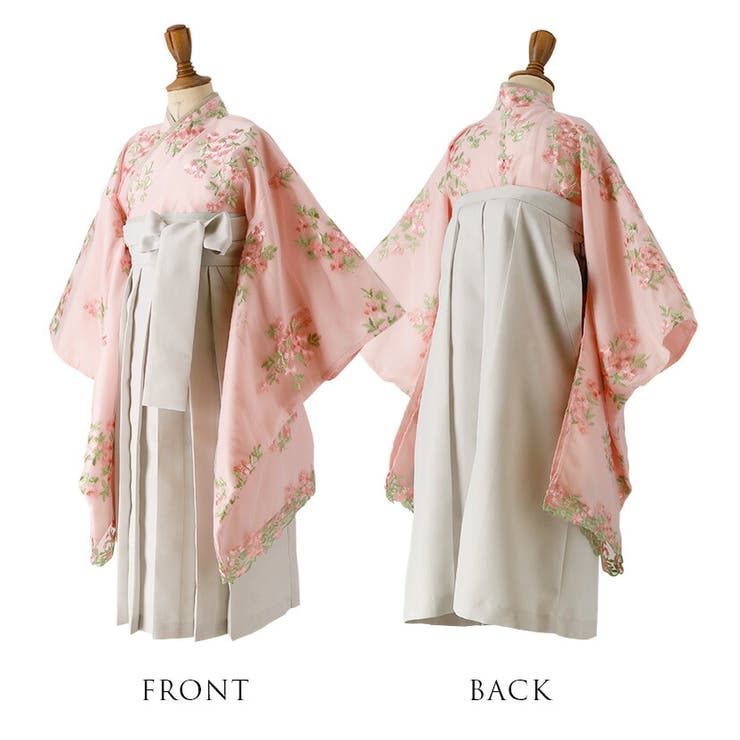 卒業式 袴 花刺繍チュールレース袴セット ミディアム丈 和装 おしゃれ