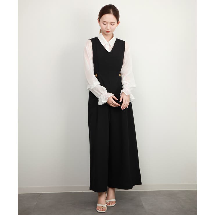 サイドボタン オールインワン サロペット[品番：DSSW0004948]｜DRESS+