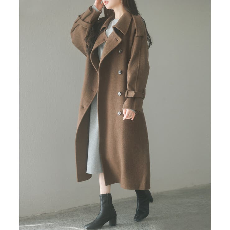 トレンチ風ダブルフェイスロングコート[品番：DSSW0004992]｜SAISON DE