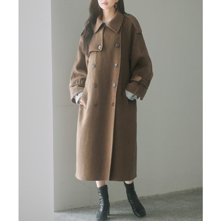 トレンチ風ダブルフェイスロングコート[品番：DSSW0004992]｜SAISON DE
