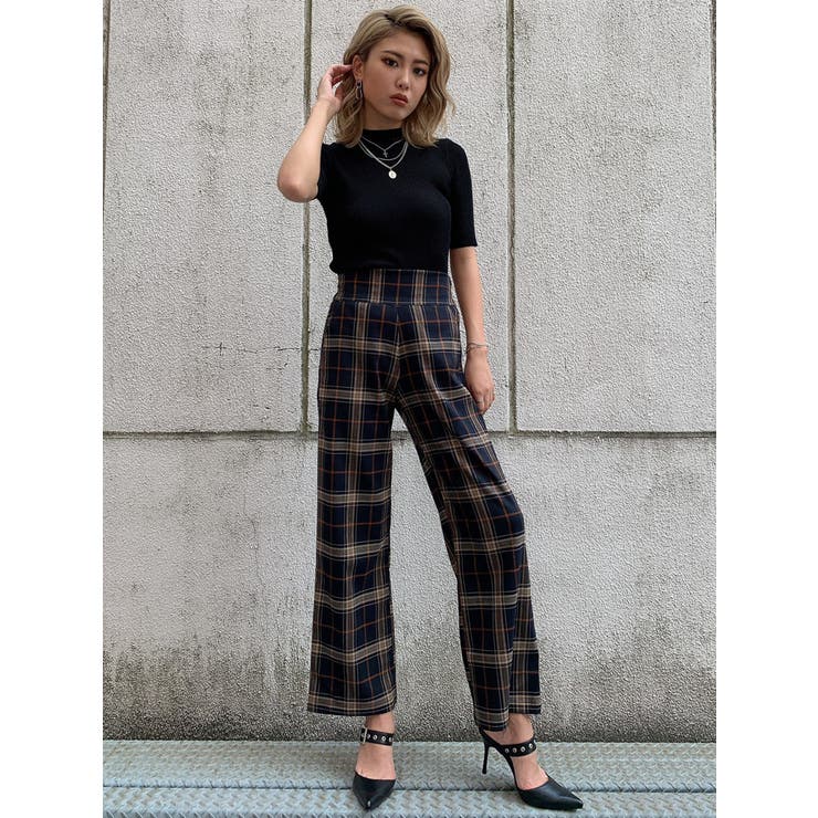 トーンオントーンチェック柄パンツ[品番：EO000005446]｜EGOIST