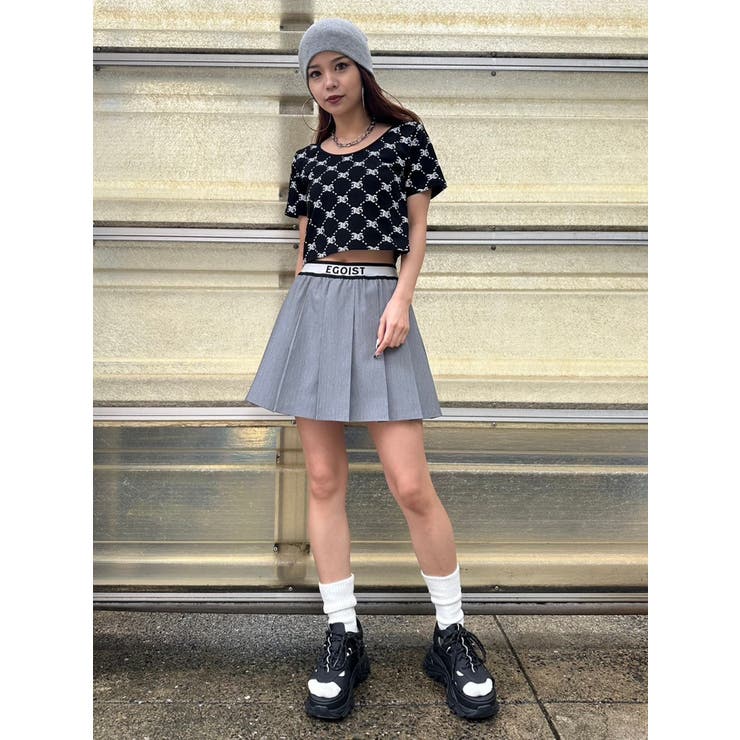 ウエストロゴプリーツミニスカート[品番：EO000006263]｜EGOIST