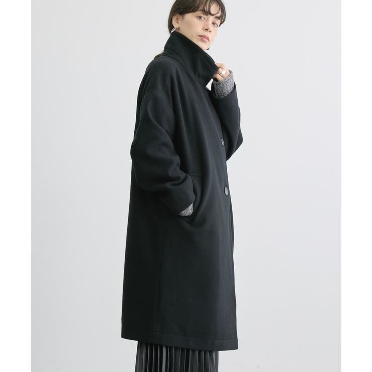 中空FIBERスタンドカラーロングコート【軽量アウター】[品番
