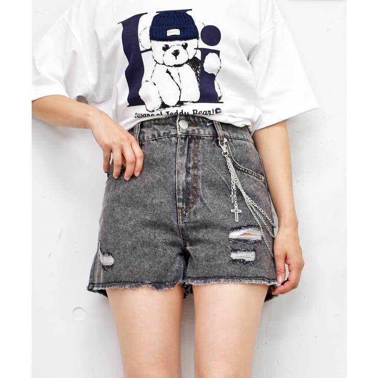 チェーンツキデニムショートパンツ[品番：TRNW0001839]｜FUN（ファン