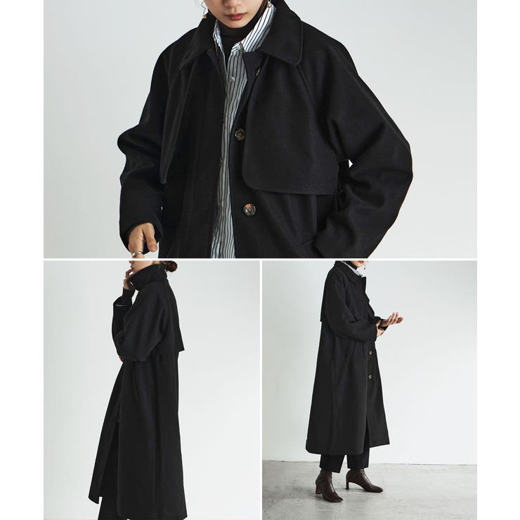 etoll エトル スタンドカラー＆ステンカラー2wayロングコート[品番