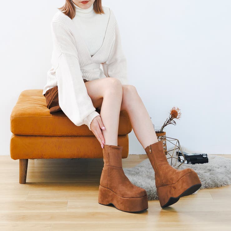 厚底ステッチショートブーツ[品番：ATAW0001322]｜attagirl