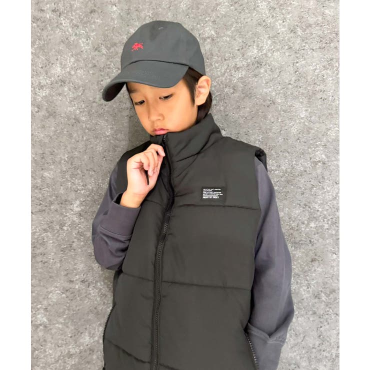 スタンドカラーフェイクダウンベスト キッズ 中綿アウター[品番