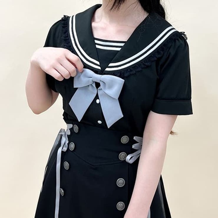 リボン付セーラーカラーブラウス[品番：IGAW0005098]｜axes femme