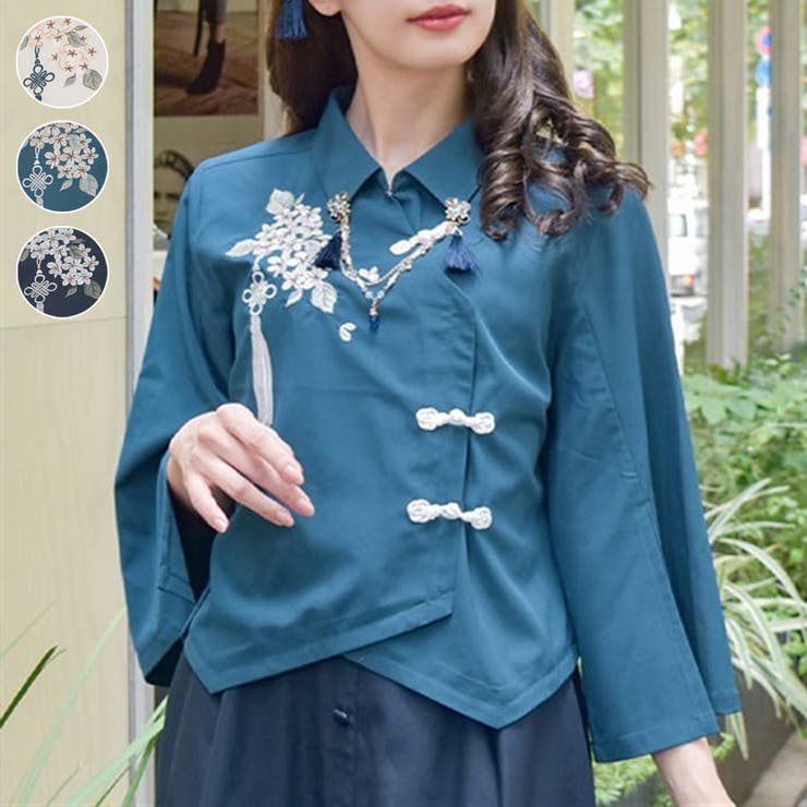 ジャスミン刺繍チャイナブラウス[品番：IGAW0005339]｜axes femme