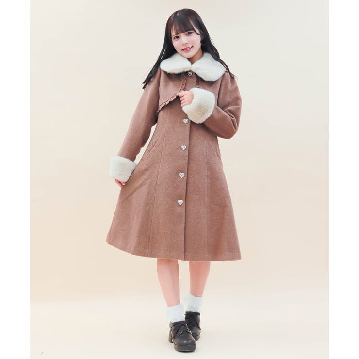 ファーティペ付ロングコート[品番：IGAW0005716]｜axes femme