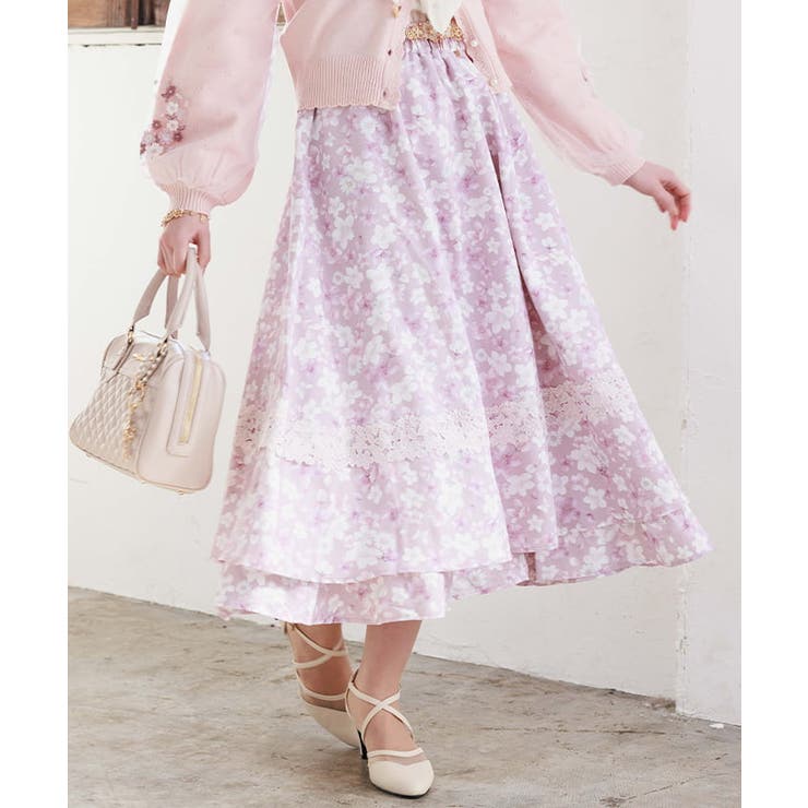 サクラ柄フレアスカート[品番：IGAW0006021]｜axes femme（アクシーズ