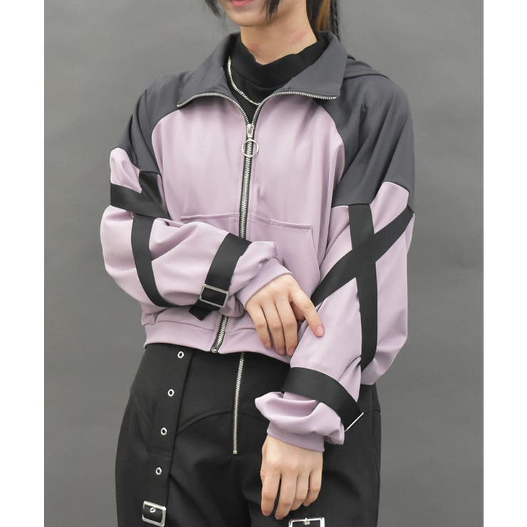 ベルトデザイン配色パーカー[品番：IGAW0005623]｜axes femme