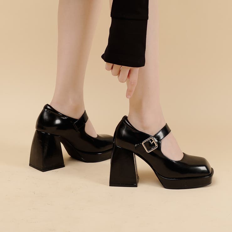 OUTLET【Jasmine Grandiflorum】 厚底エナメルPUパンプ…[品番