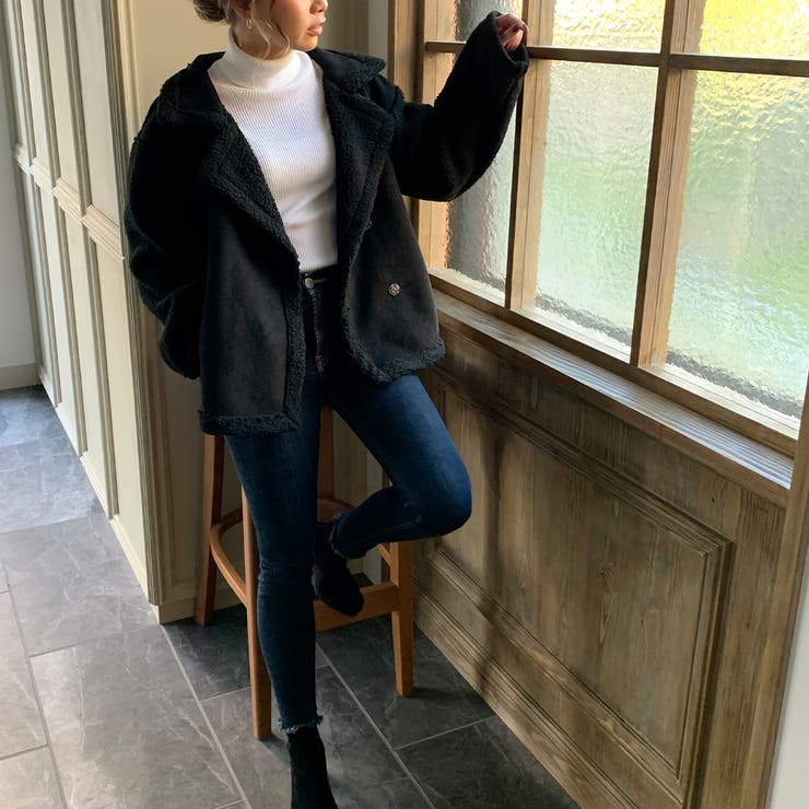 切替ムートンジャケット ふんわり 無地[品番：AMTW0001606]｜JUNOAH