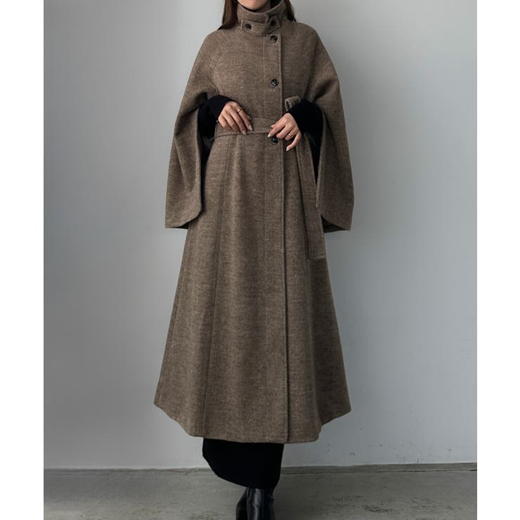 選べる2素材 ウールライク ヘリンボーンシャギー】2wayスリット