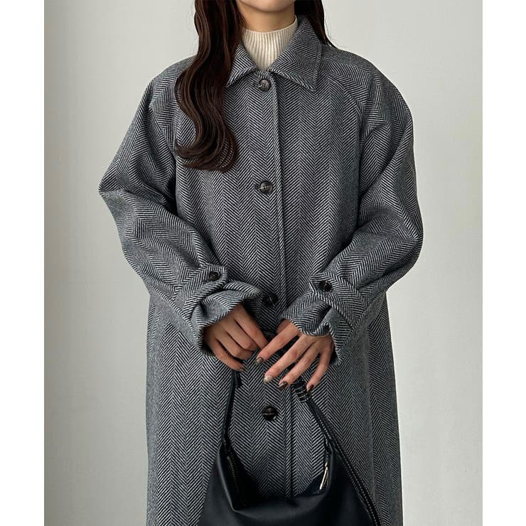 callautia ヘリンボーンステンカラーロングコート[品番：AMTW0009812