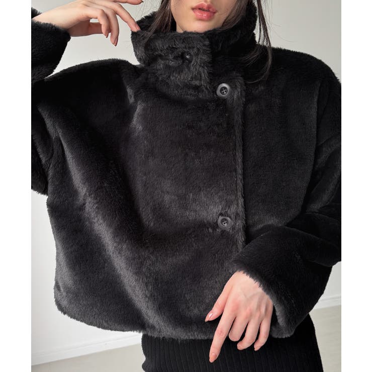 2wayカラーショート中綿フェイクファージャケット[品番：AMTW0012850