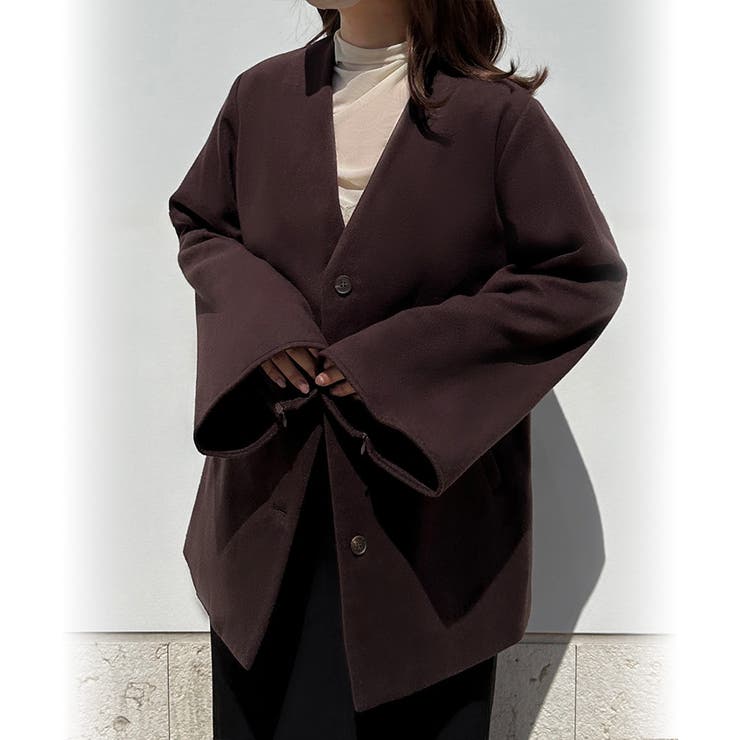 ウールライクスリットスリーブコート[品番：AMTW0009890]｜JUNOAH