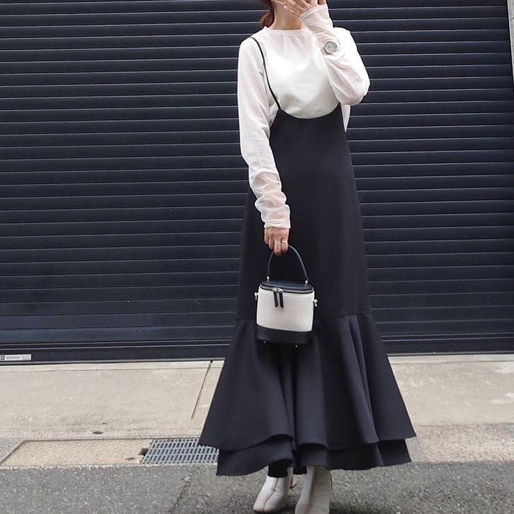 裾ティアードサスペンダースカート[品番：AMTW0009723]｜JUNOAH