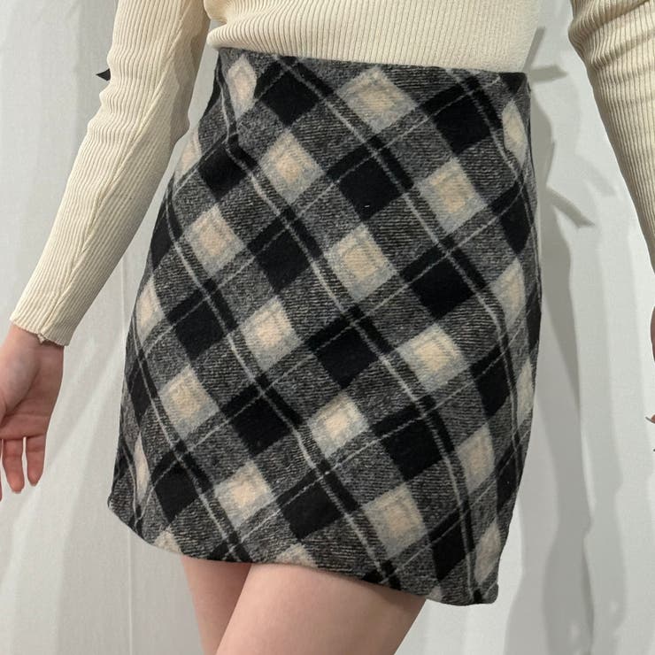韓国風クラシックチェック柄ハイウエスト台形スカート ミニスカート