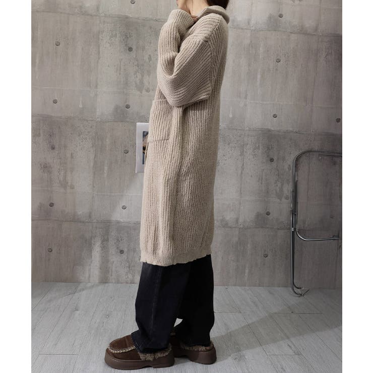ロングニットカーディガン 厚手レディース[品番：AGCW0005136