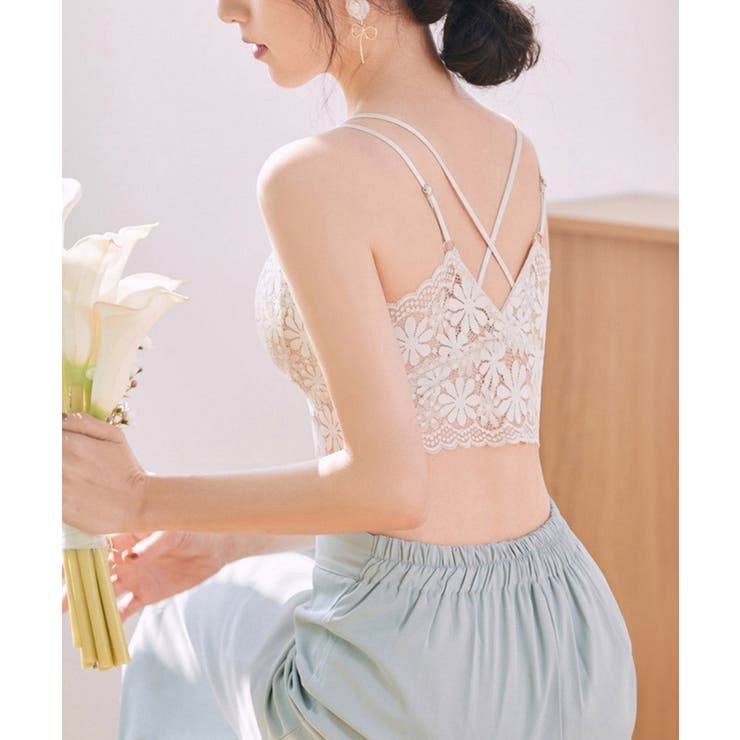 総レースキャミソールカップ付きブラトップ[品番：AGCW0005747