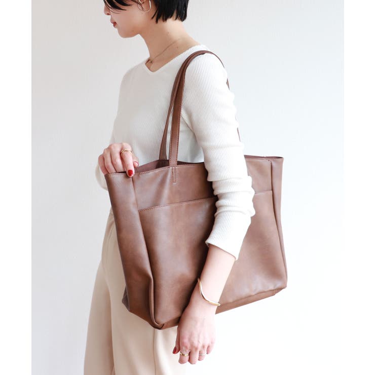 フェイクレザー 合皮 トートバッグ[品番：AZ000003626]｜andme