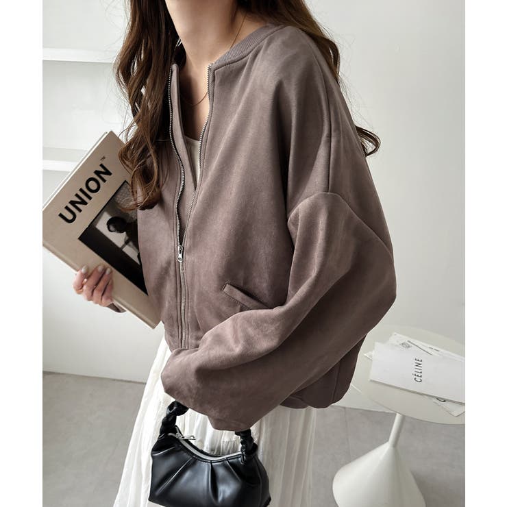 フェイクスエード ジップ ブルゾン[品番：AZ000003548]｜andme