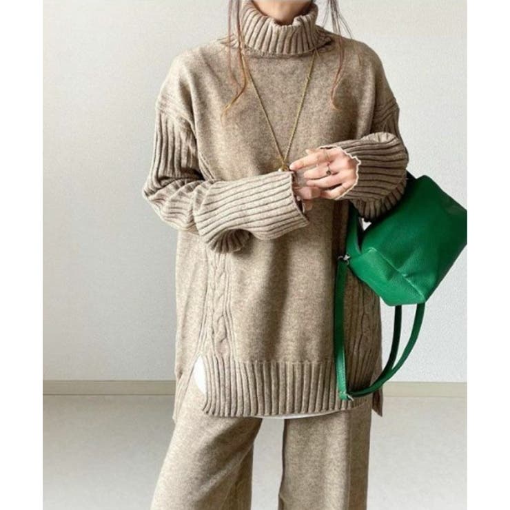 単品使いOKで着回し力抜群！タートルネックニットセットアップ[品番