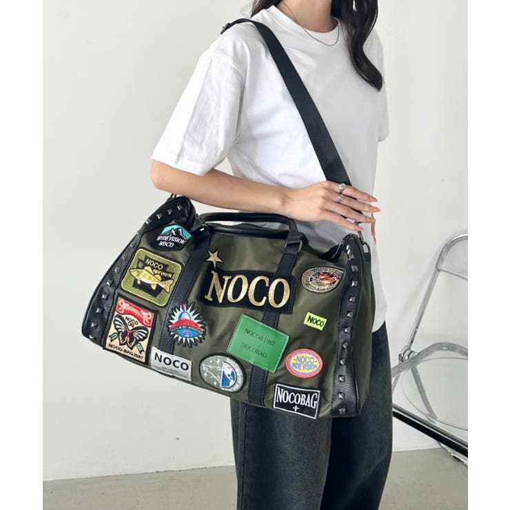 大容量】ワッペンスタッズデザインボストンバッグ トラベルバッグ[品番